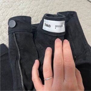 TNA Black Denim Jeans with Zipper Detail